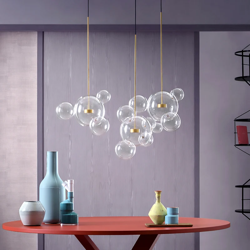 

Artistic Modern Cluster Chandeliers multi glass bubble pendant lamp