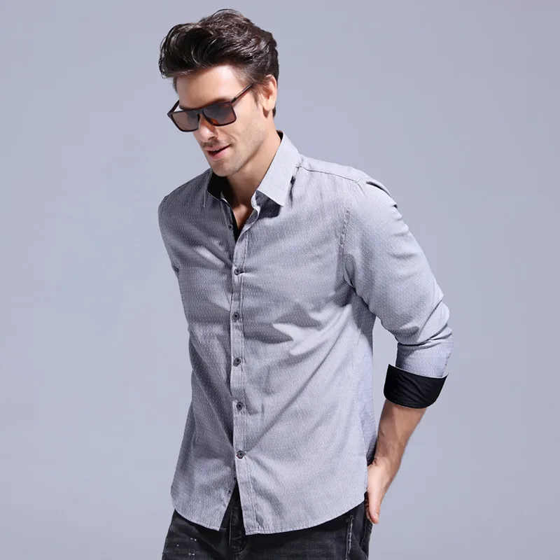 

2022 New Men's Long Sleeved Shirt Business Casual Shirt Non Iron Korean Slim Fit Cross Border Color Contrast Large Men's Wear