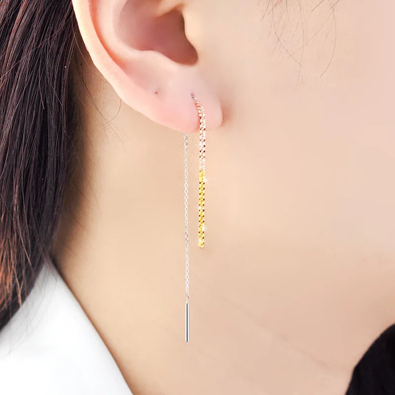 

Earrings for Women 925 Colored Gold-Plated Sterling Silver Hanging Earrings Light Luxury Minority Design Starry Earrings Simple