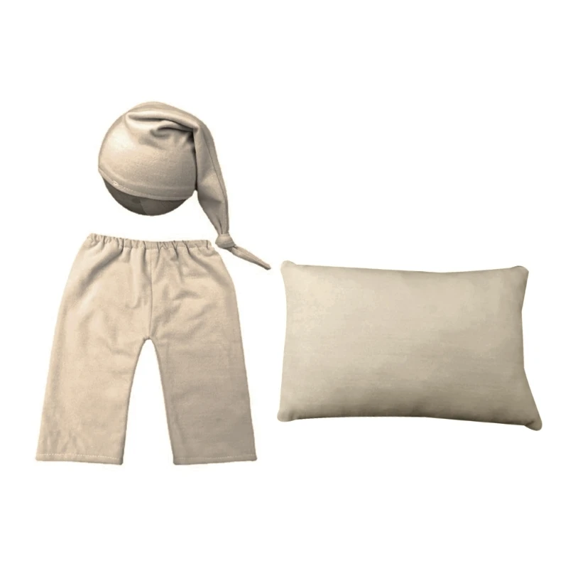 

Newborn Muslin Hat/Pants Photo Shooting Set Photography Props Baby Suit Turban Hat Pillow Cotton Costume for Boys Girls