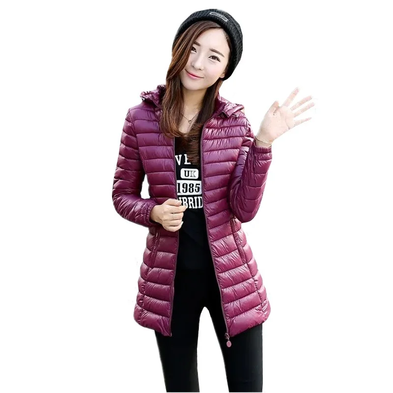 

Fashion Winter Parkas Mid-Length Down Cotton-Padded Jacket Middle-Aged Mom Slim Thin Zipper Overcoat Ladies Warm Outerwear H3004