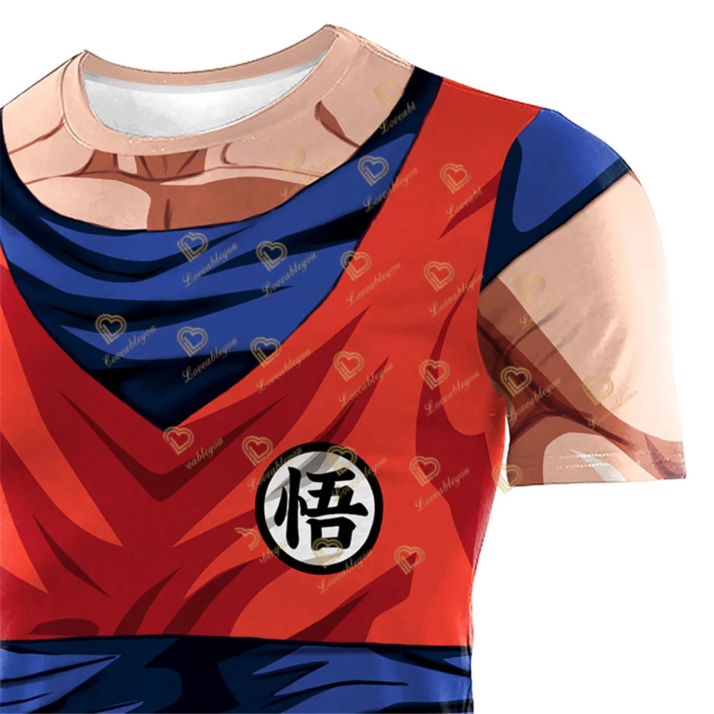 Unisex Running Training Compression Shirt Cosplay Goku Costume Punk Sports Quick Dry Fitness Short Sleeve Summer Tops