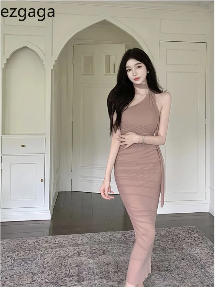 ogę eleganckie sukienki damskie bez rękawów ukośny kołnierzyk seksowna bandażowa siateczkowa patchworkowa marszczona sukienka na imprezę