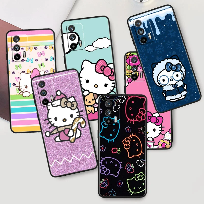

Anime Cute HelloKitty Phone Case For OPPO Realme Q5i Q5 Q3S 10 9i 8i 7i 6 5 Narzo 50i 50A 50 30 Pro Plus Black Cover