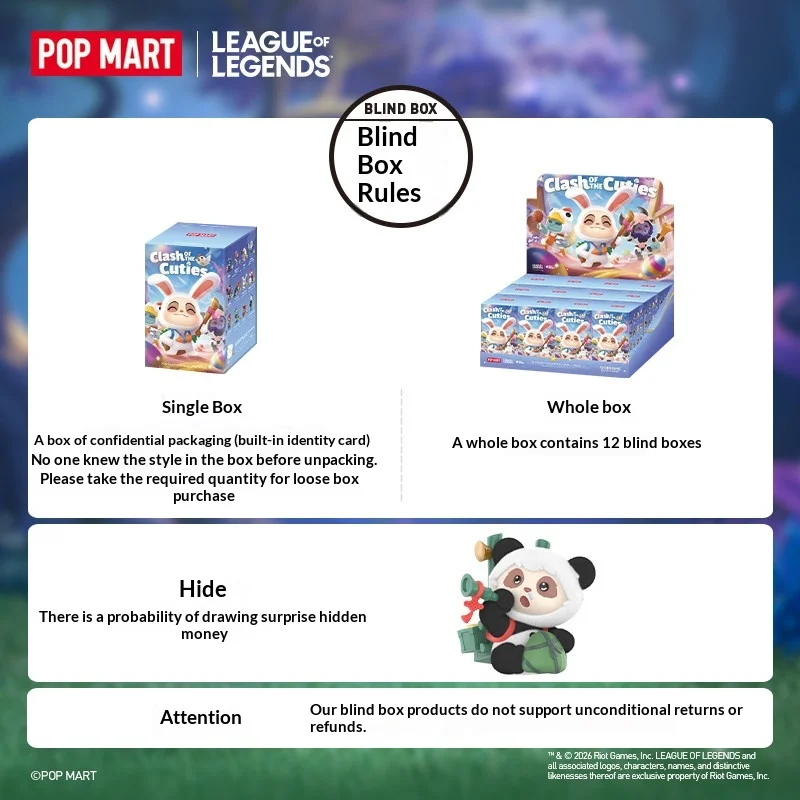 Фото Оригинальные игрушки POP MART League of Legends, серия Clash Of The Cuties, LOL Blind Box, Jinx Mystery Box, фигурки Тимо, аниме-подарки №3