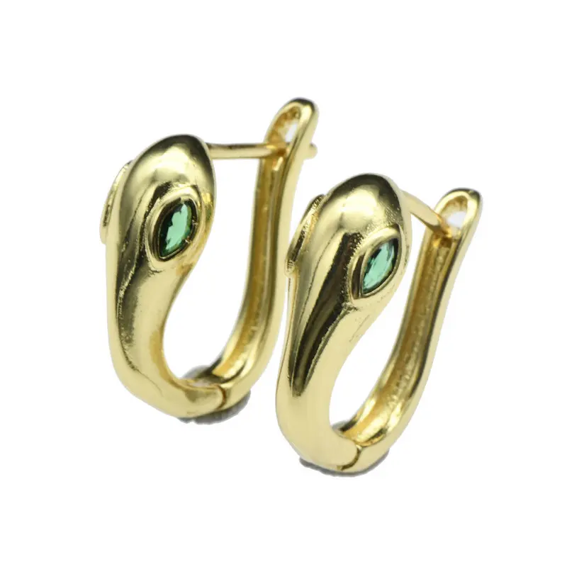 

Серьги-кольца Huggie женские, роскошные ювелирные украшения с покрытием из родиевого золота и меди с зеленым кубическим цирконием