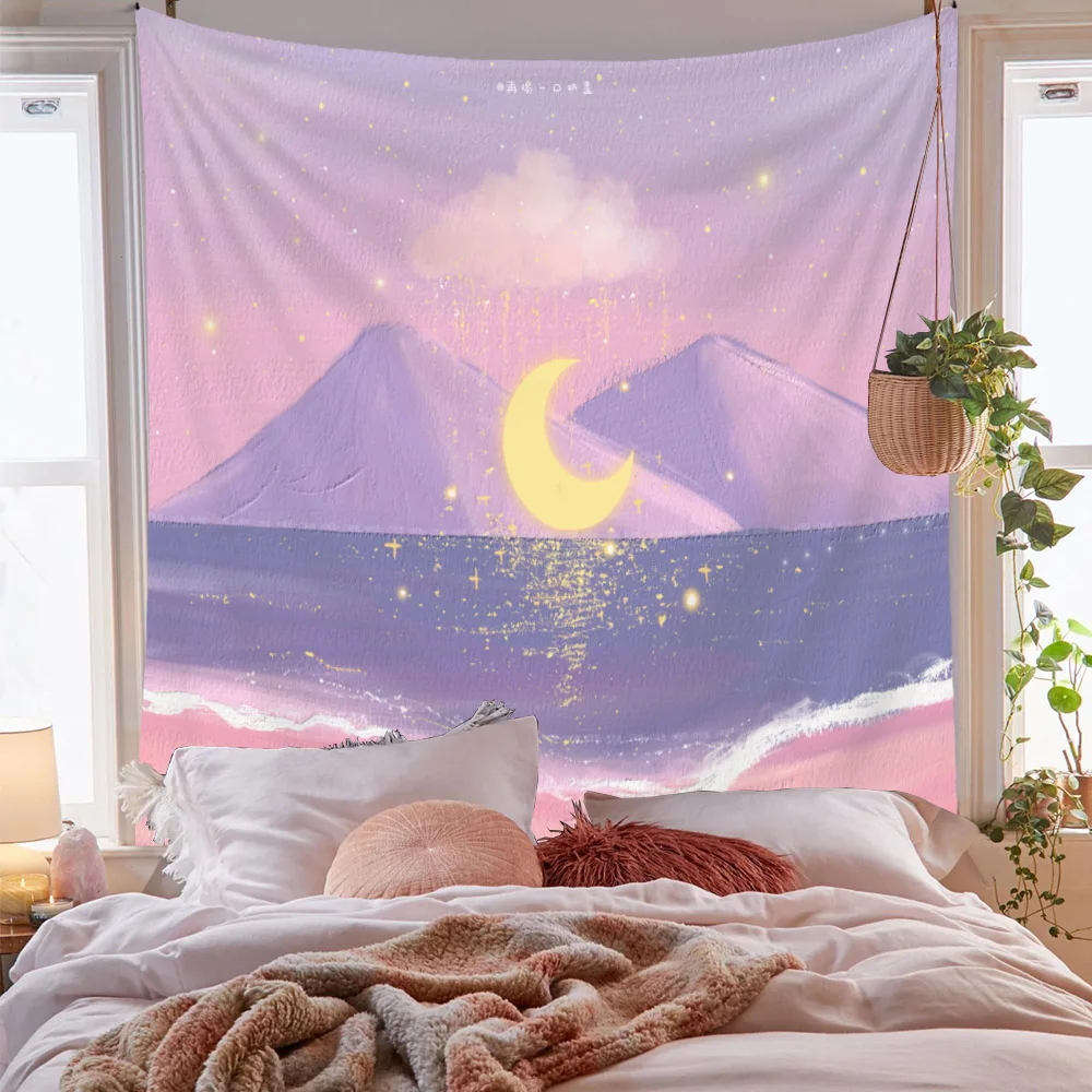 

Pink Colorful Clouds Starry Tapestry Universe Wall Hanging Child Room Dorm Tapestries Art Home Psychedelic Kawaii Room Decor mat