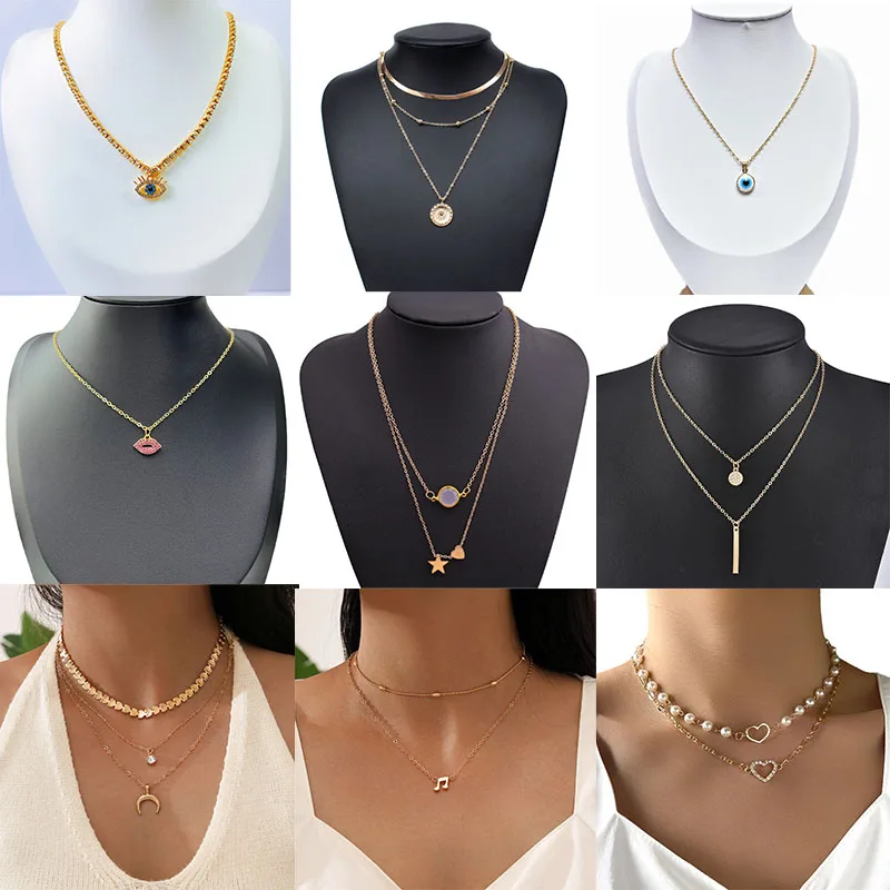 Лидер продаж многослойное ожерелье золотого цвета для женщин аксессуары