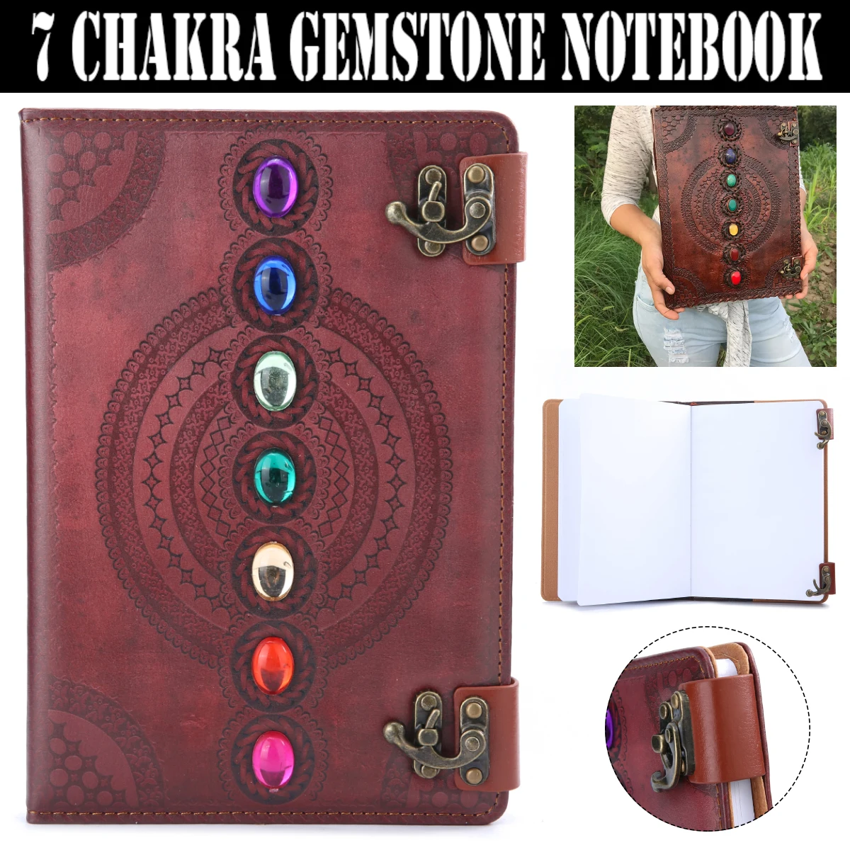 

100 Sheet 7 Chakra Gemstone Journal Notepads Daily Memos Book Writing Painting Paper Traveler Sketch Notebook