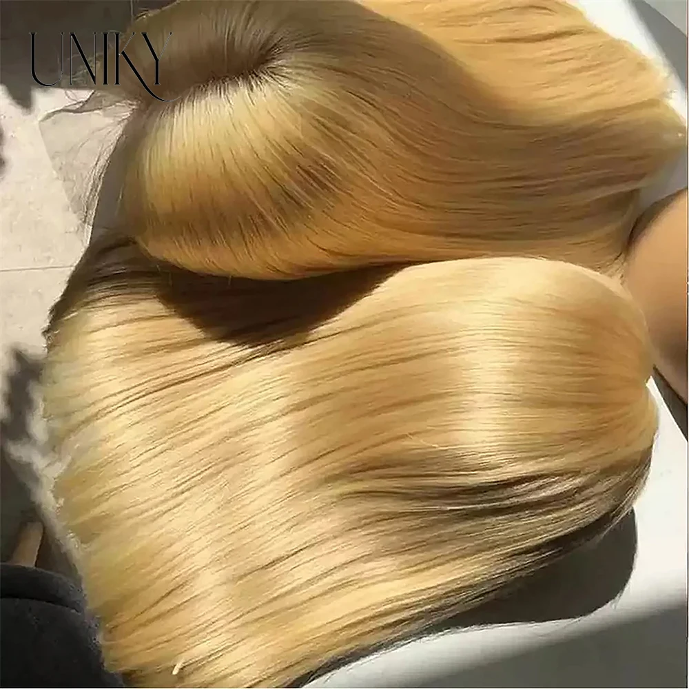 613 Blonde Wig T-Part Lace Front Human Hair Pre Plucked with Baby 180% Density Wigs for Women Bob