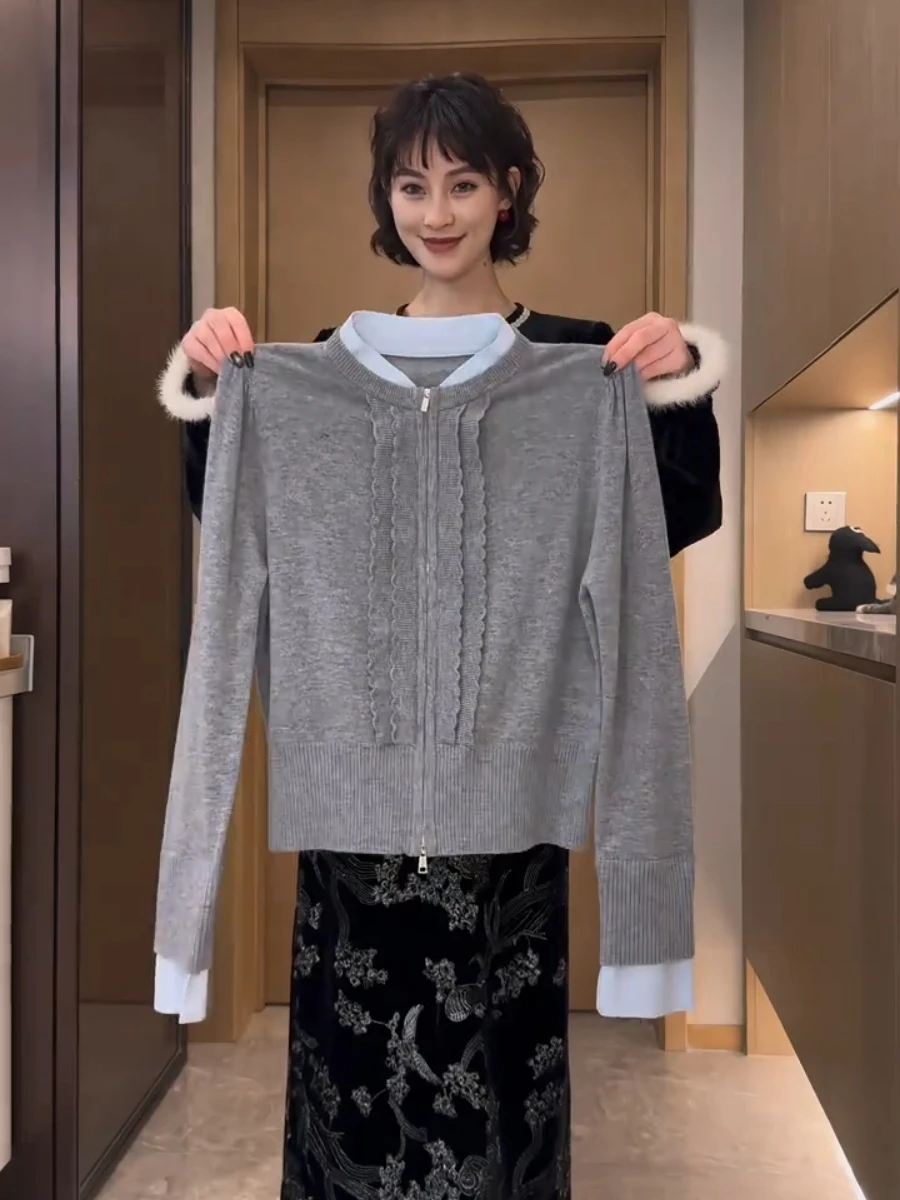 Лоскутный воротник рубашки искусственный флисовый верх из двух предметов