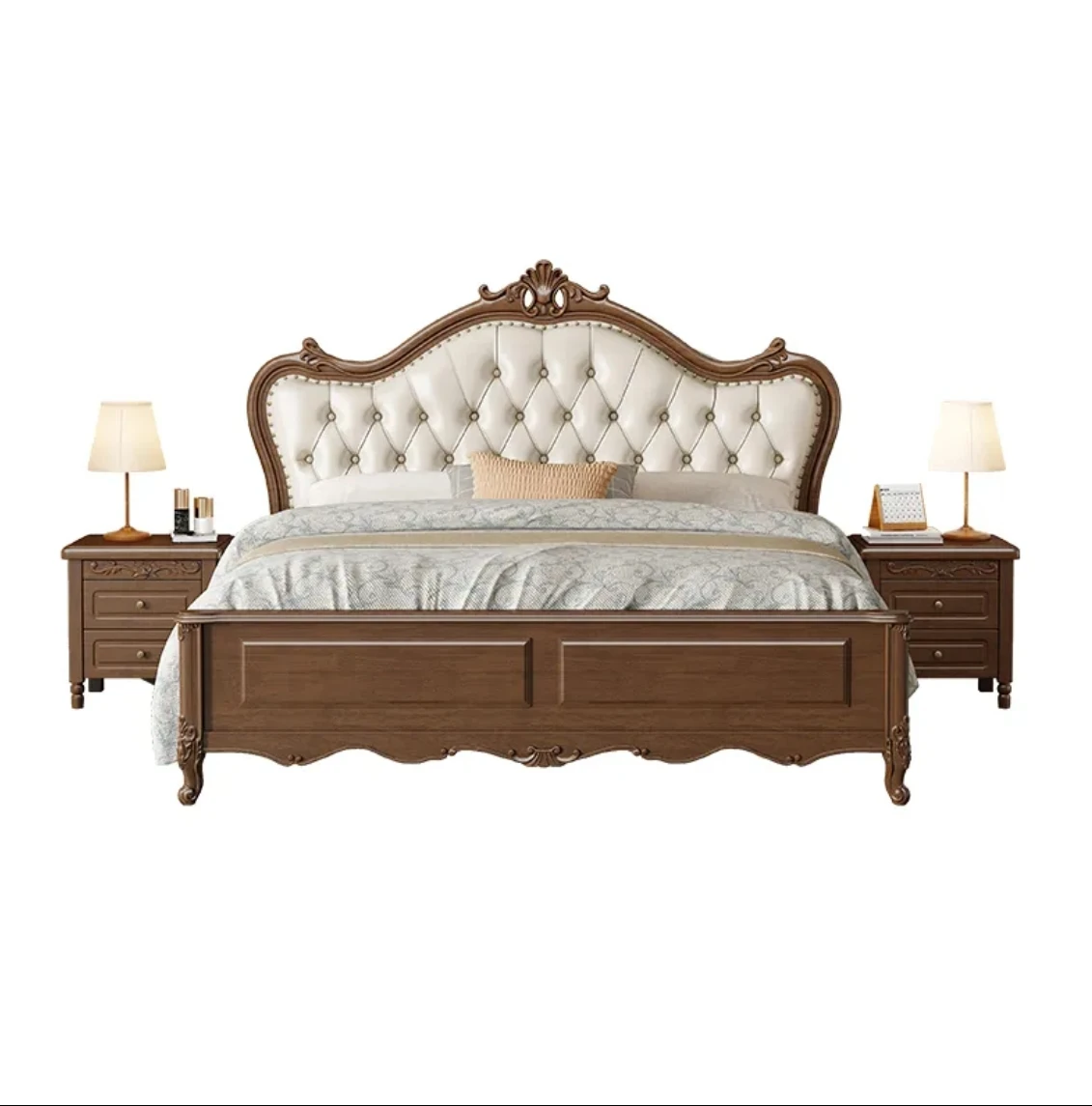 Американская однотонная деревянная кровать в европейском стиле 1 8 м Основная