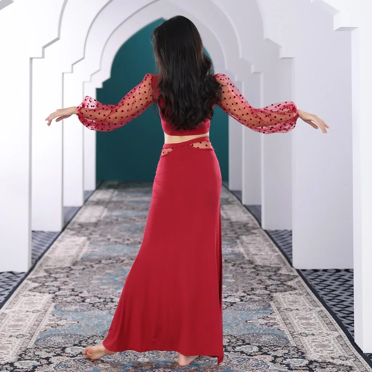 Женский костюм для танца живота платье восточных танцев с волнистыми