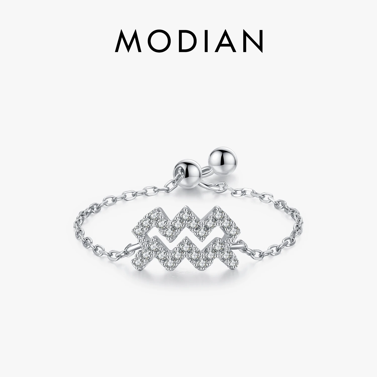 Женское Двухъярусное Кольцо MODIAN Из Стерлингового Серебра 925 Пробы С Регулируемой