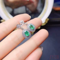 high end jewelry natural emerald earrings 925 sterling silver retro high sense earrings versatile online red ornaments