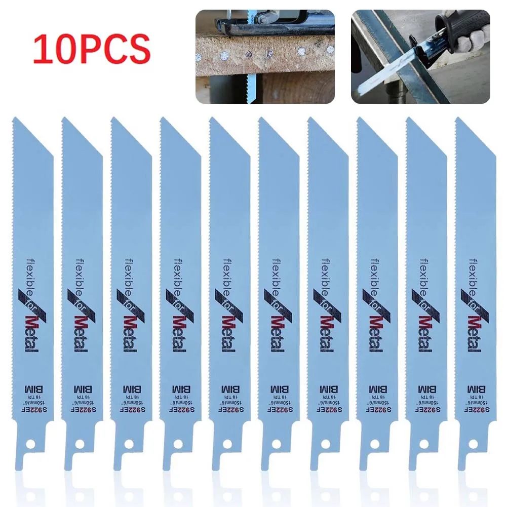 

10pc S922EF BIM Bi-metal Reciprocating Saw Blades Set 150mm Flexible Saw Blades For Cutting Metal Wood Cutting Saw Blade