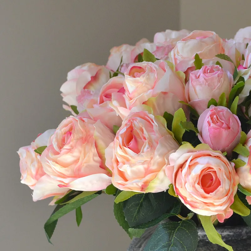 30 см искусственные края на гриле винтажная цветочная композиция 11 головок розы