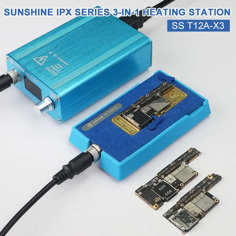 

Sunshine T12A-X3 3-in-1 Soldering Station Kit Motherboard Repair Tool for iPhone X XS MAX CPU NAND Heating Disassembly Platform