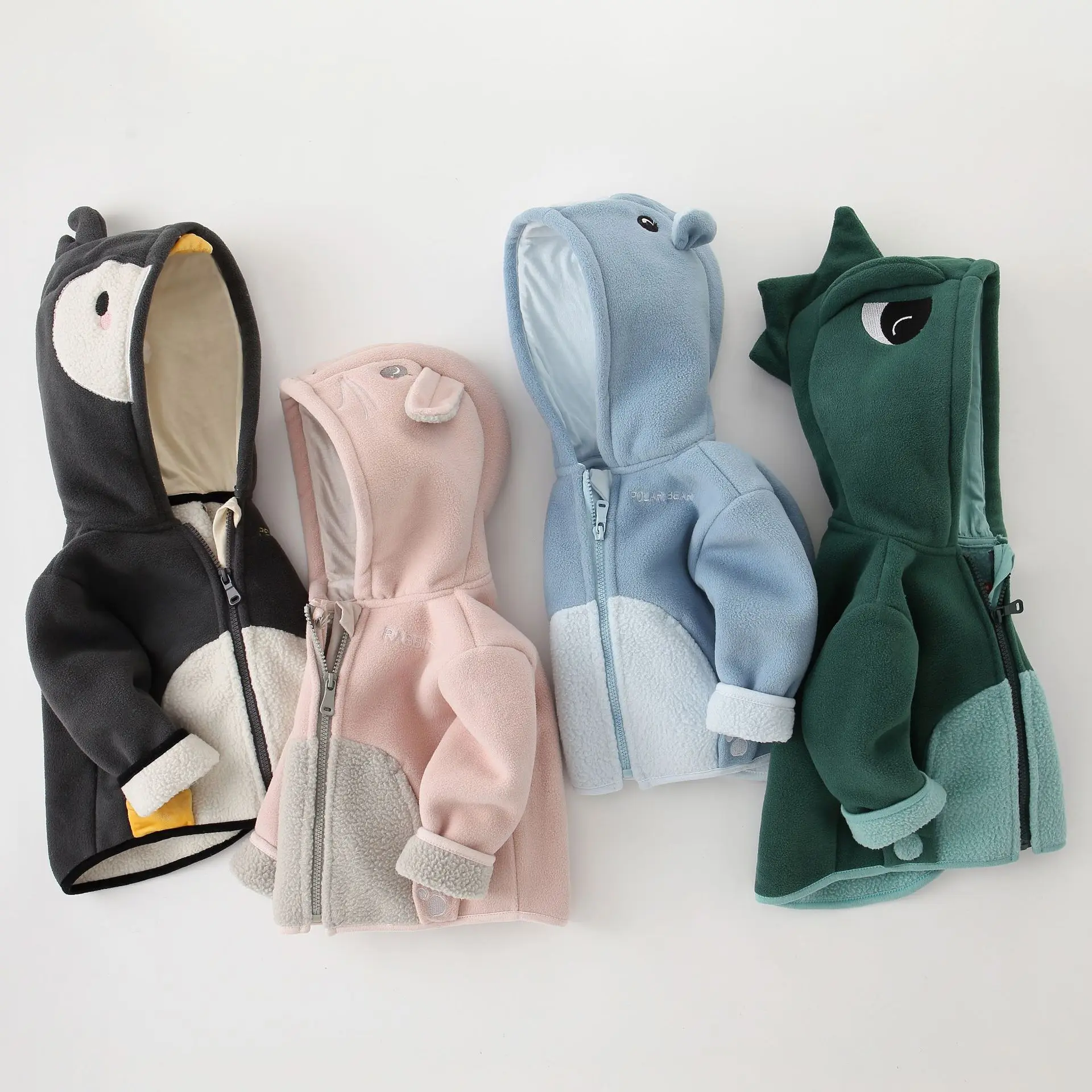 

Polar Fleece Kids Boys Girls Coat Lovely Cartoon Hooded Jackets Outerwear 2022 New Autumn Winter Children Overcoat