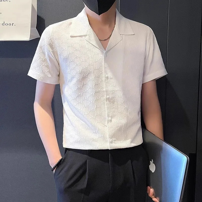 

Рубашка мужская летняя с V-образным вырезом и коротким рукавом