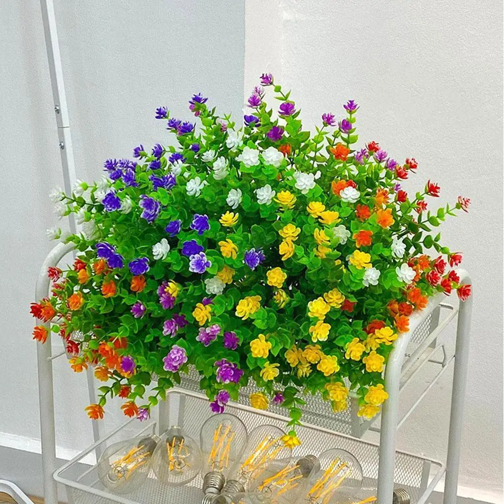 

Fake Artificial Flowers UV Resistant No Fade Faux Plastic Porch Office Decoration Kitchen Garden Table Outdoor Window Plant T2V5
