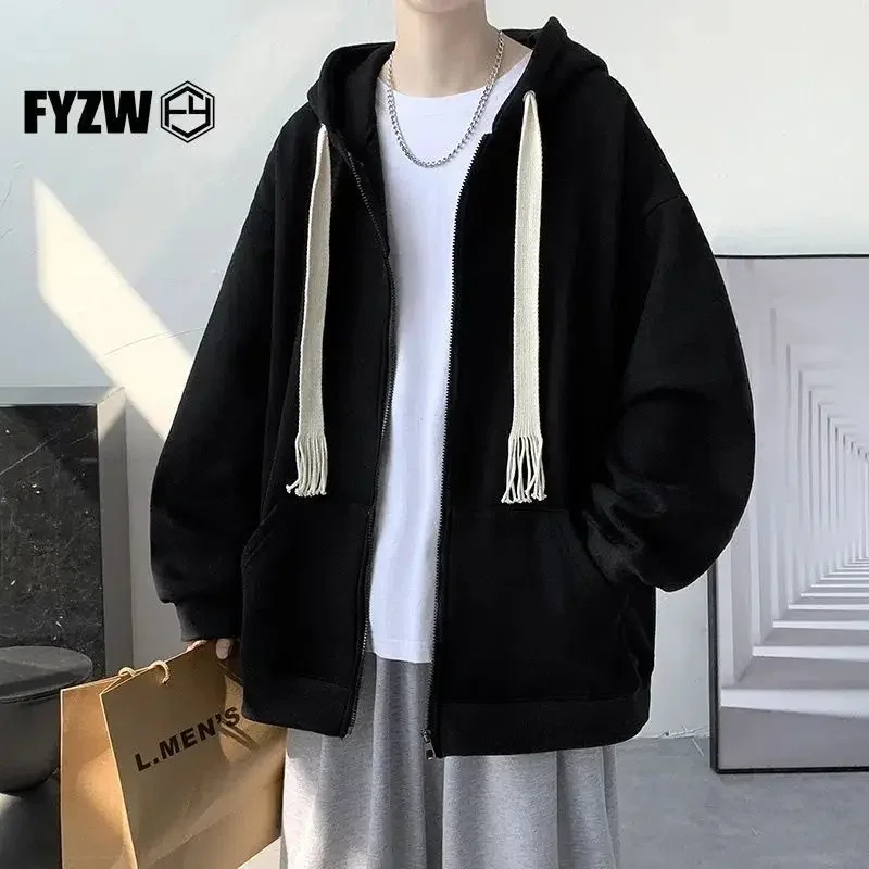 Мужская однотонная толстовка с капюшоном в гонконгском стиле