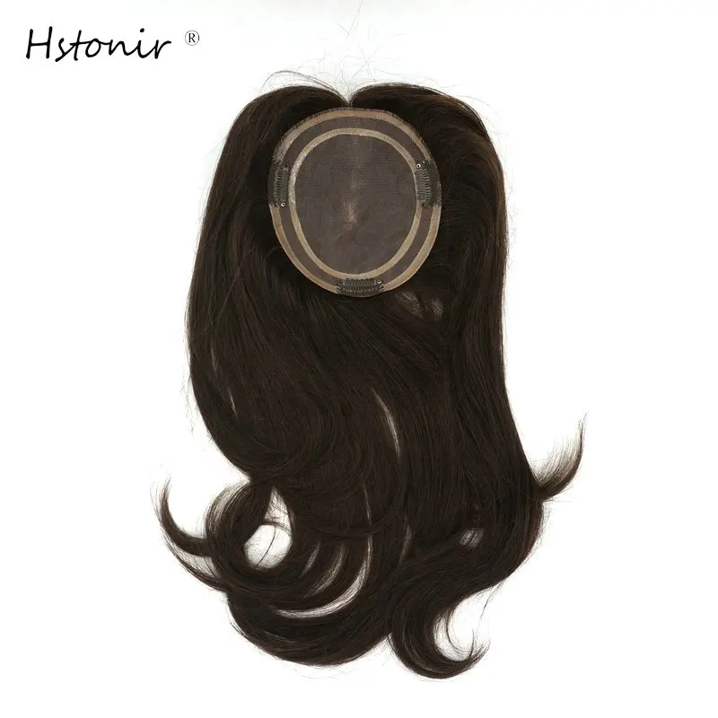 Hstonir European Human Remy Hair Topper Wig For Women Platinum Blond Closure Top Hair Pieces Mono Lace Toupee TP04