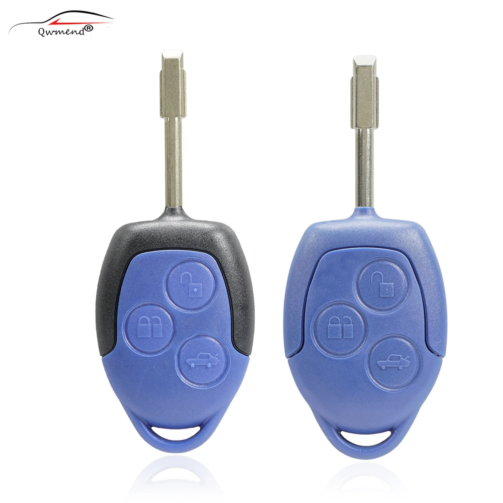 

QWMEND 3-кнопочный запасной автомобильный пульт дистанционного управления, оболочка для ключа Ford Transit Blue Key Fob, Стильная крышка, необработанное лезвие