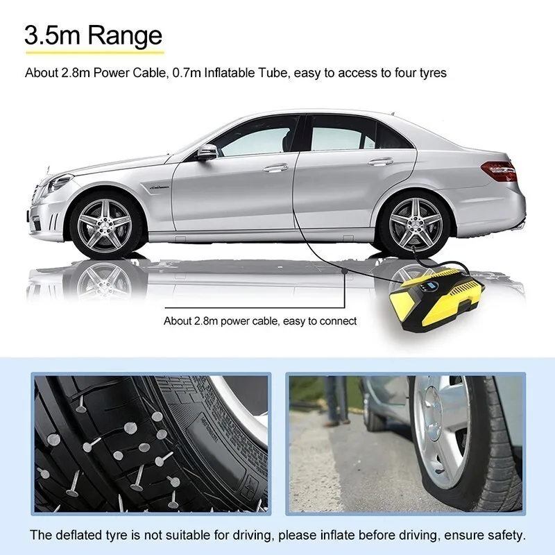 Цифровой автомобильный надувной насос 12 В/220 В автоматический воздушный