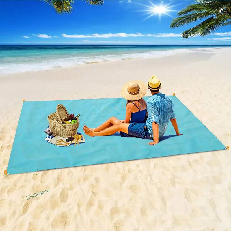 

2022 Sand Free Beach Towel Portable Blue beach Towels Anti-slip Sand Mats Polyester Outdoor Towel for Beach support drop ship