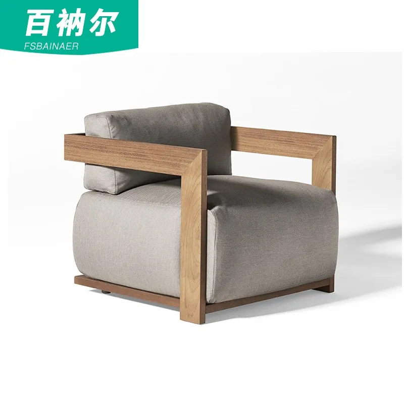 

Nordic teak sofa villa courtyard garden leisure sofa combination outdoor terrace solid wood rattan sofa
