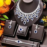 missvikki trendy luxury green cz 4 necklace bracelet jewelry sets for africa dubai women wedding party zircon bridal jewelry set