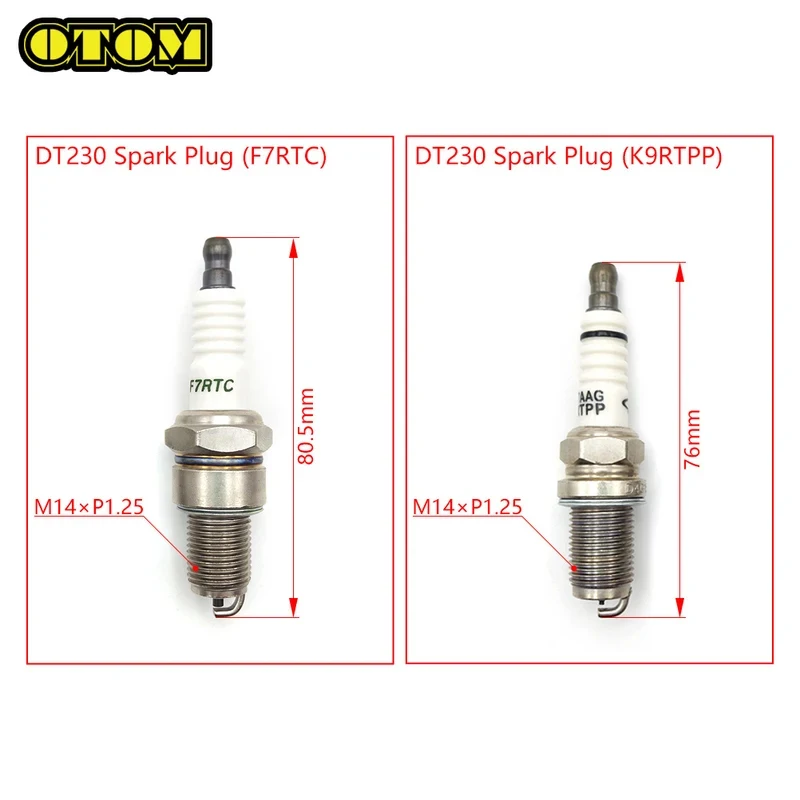 Фото Свеча зажигания F7RTC и K9RTPP M14xP1.25 для мотоциклов YAMAHA, устройство зажигания для двигателей DT230 MT250, аксессуары для 2-тактных мотоциклов №2