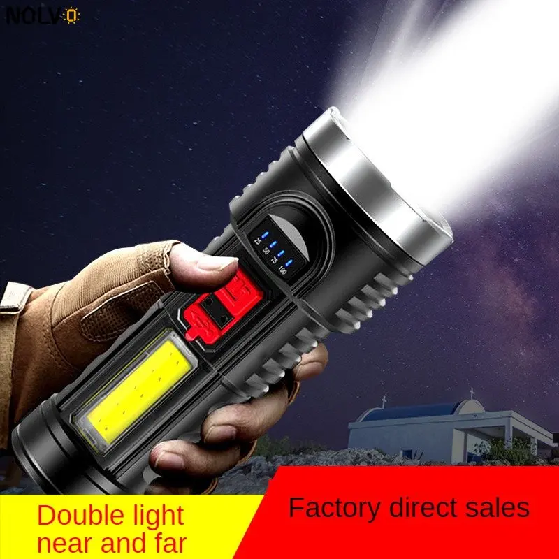 Light Usb Rechargeable Flashlight Smart Fast Charging Multi Function Waterproof Working Torch Super Bright Cob Lamp For Outdoor