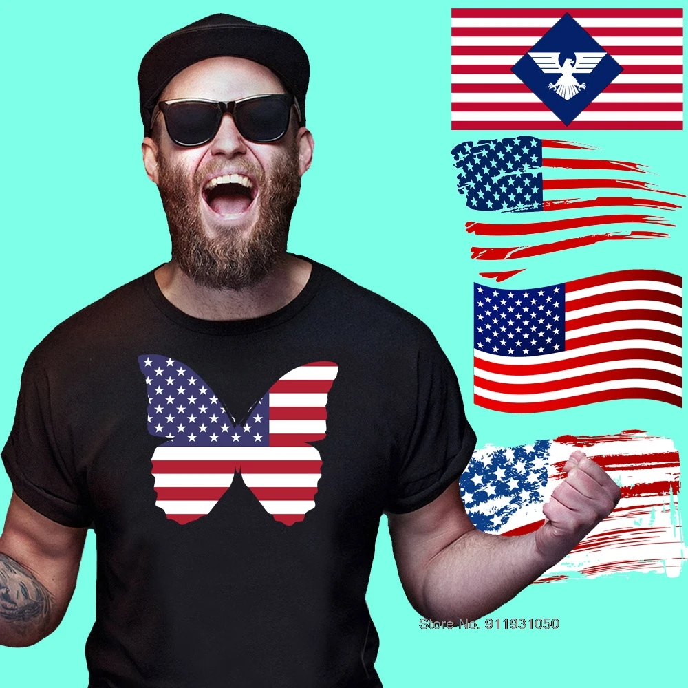 

Unique Design National Flag US Flag Print T-shirt Novel 100% Cotton Crewneck Oversized Size Men's Top Short Sleeve Shirt
