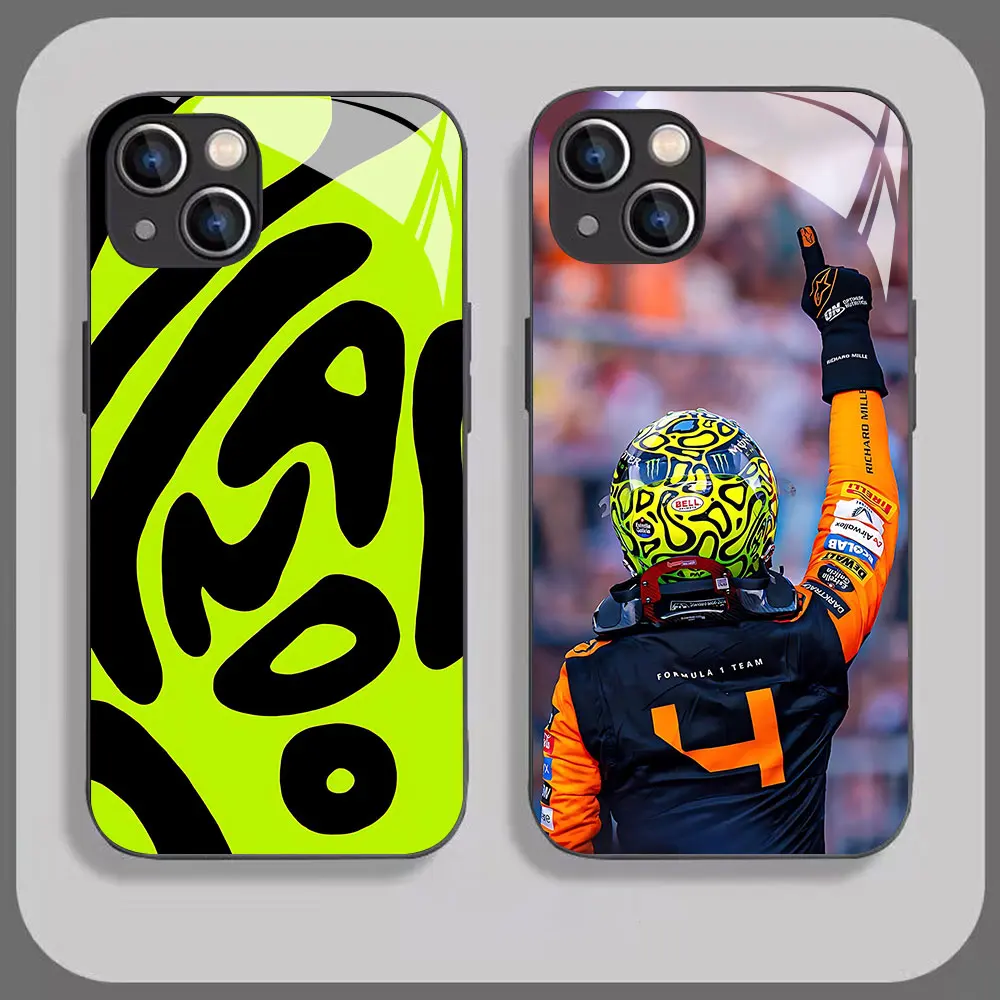 Formula 1 F1 L-Landos N-Norris Phone Case For iPhone 16 15 14 13 12 Mini 11 Pro XS Max XR X SE 20 8 7 Plus Glass Soft Back Cover