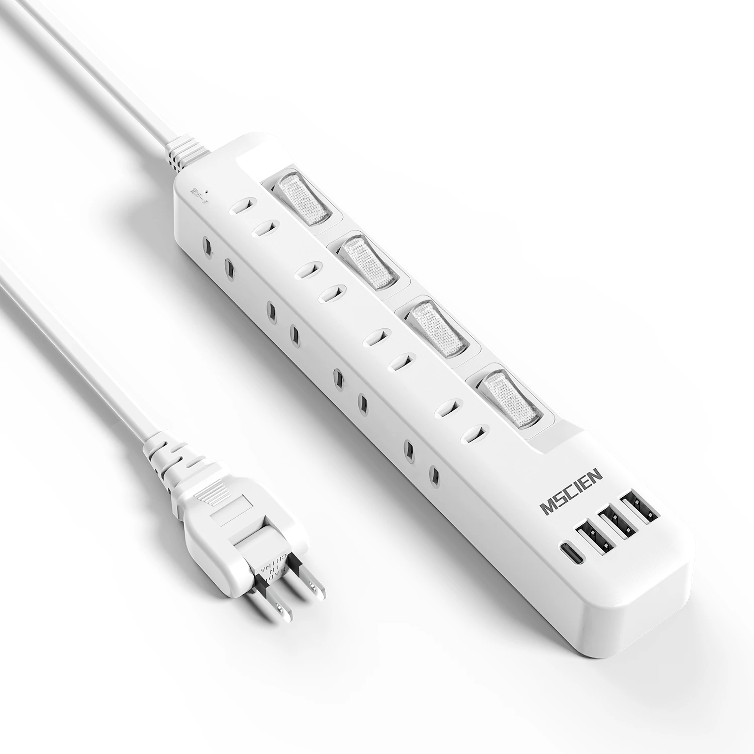 Удлинитель MSCIEN с USB-портами, USB Type-C, 8 розеток переменного тока