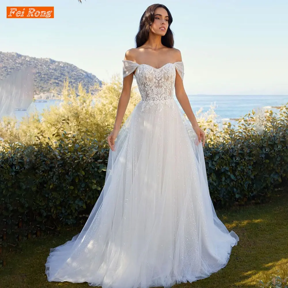 

Bohemian Style New Bride Wedding Dress Lace Applique Tulle See-through Sexy Backless Design Mopping Long Dress Vestidos De Novia