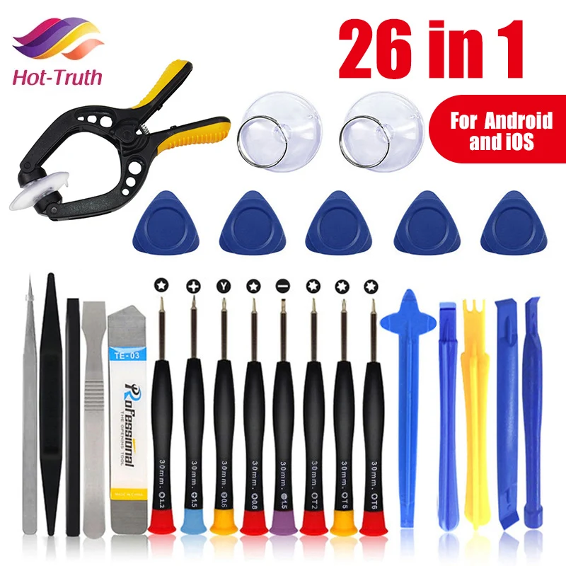 

26 in 1 Mobile Phone Disassembly Repair Hand Tools Kit Spudger Pry Opening Tool Screwdriver Set for Apple Android Computer ipad