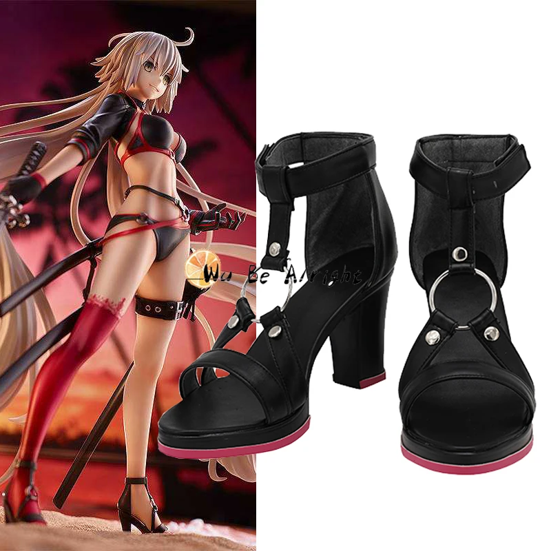 

Game FGO Fate Grand Order Jeanne dArc Alter Cosplay Shoes Custom-made Leather High Heels For Women Girls Halloween Carnival Prop