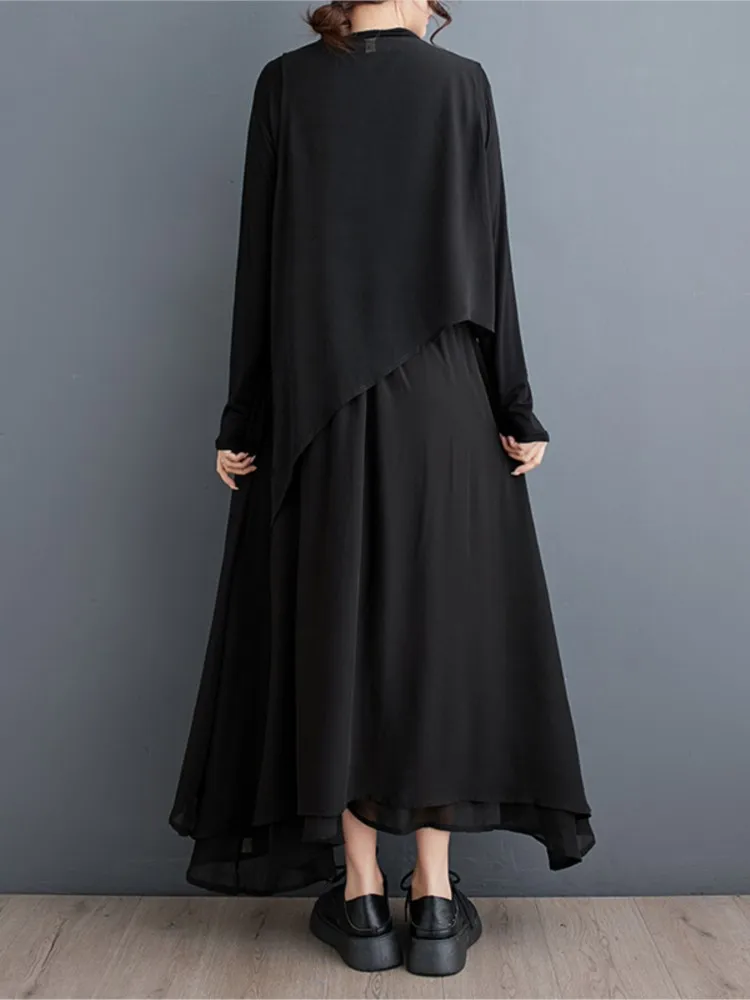 Комплект из двух предметов женский шифоновый ассиметричный плиссированный