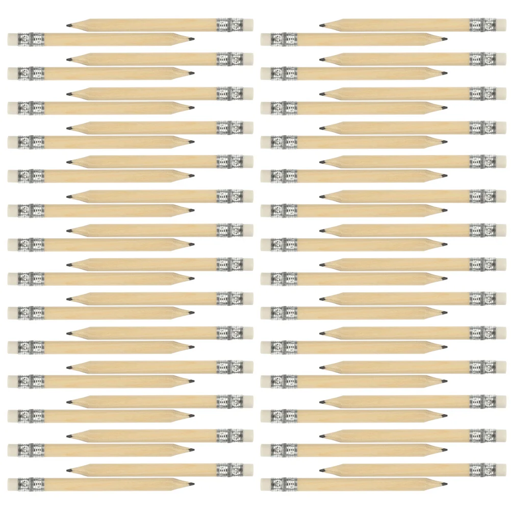

40 Pcs Mini Short Log Pencils Skin Small Wooden Golf Erasers Drafting Office Drawing