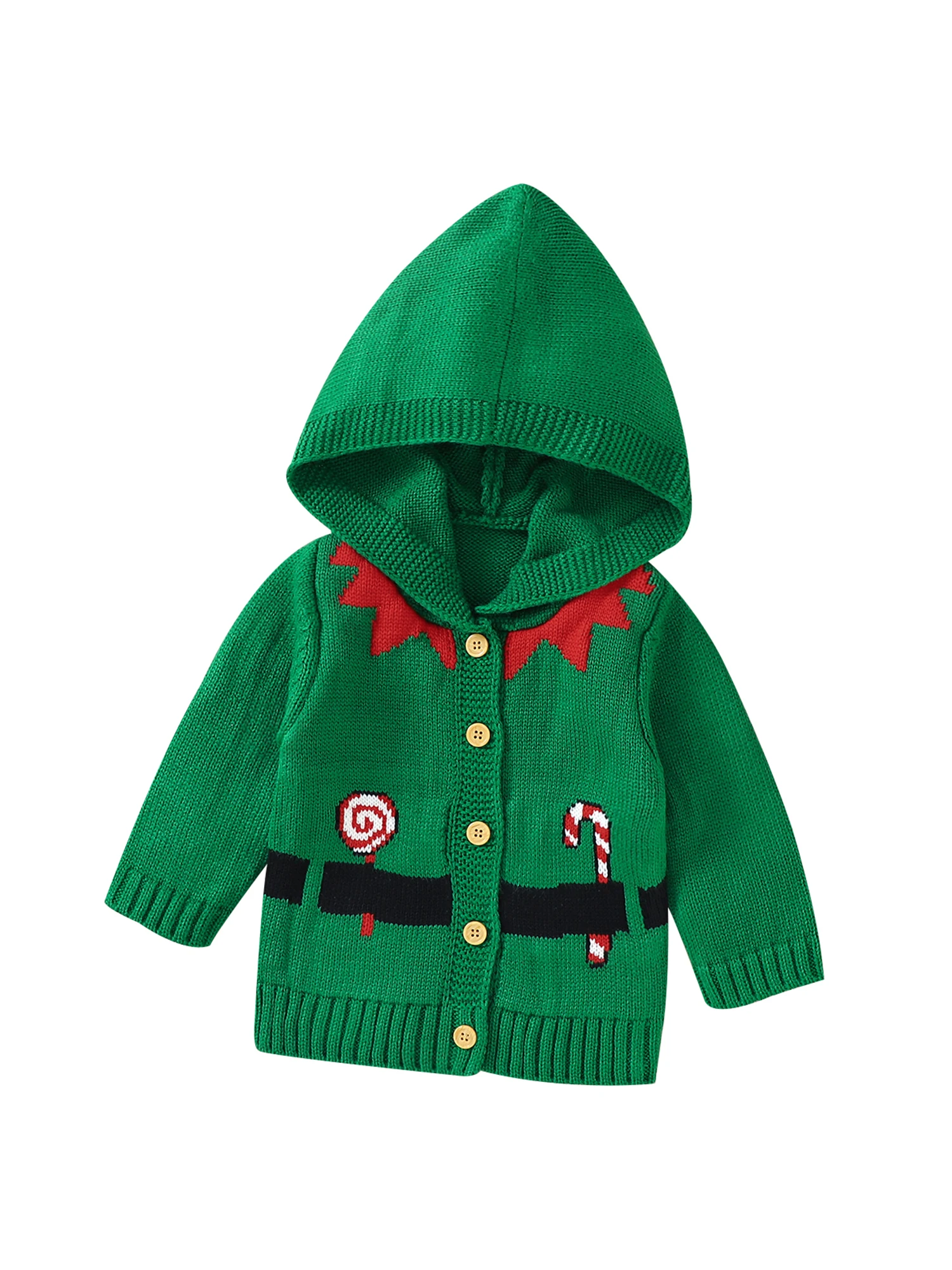 

Toddler Baby Boys Girls Long Sleeve Christmas Knitted Cardigan Button Down Sweater Hoodie Tops