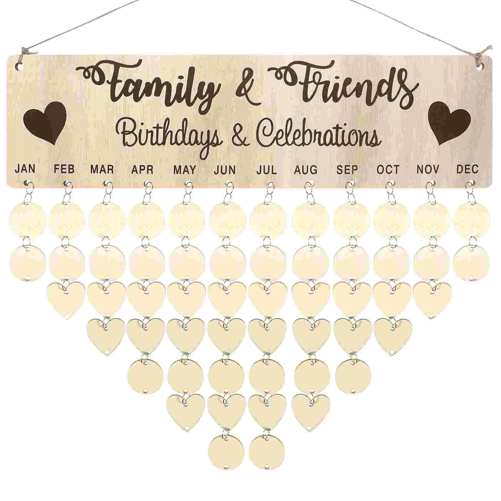 

Календарь на день рождения, деревянная подвесная настенная головоломка для всей семьи, даты, блока на годовщину, Адвент, подвесная доска