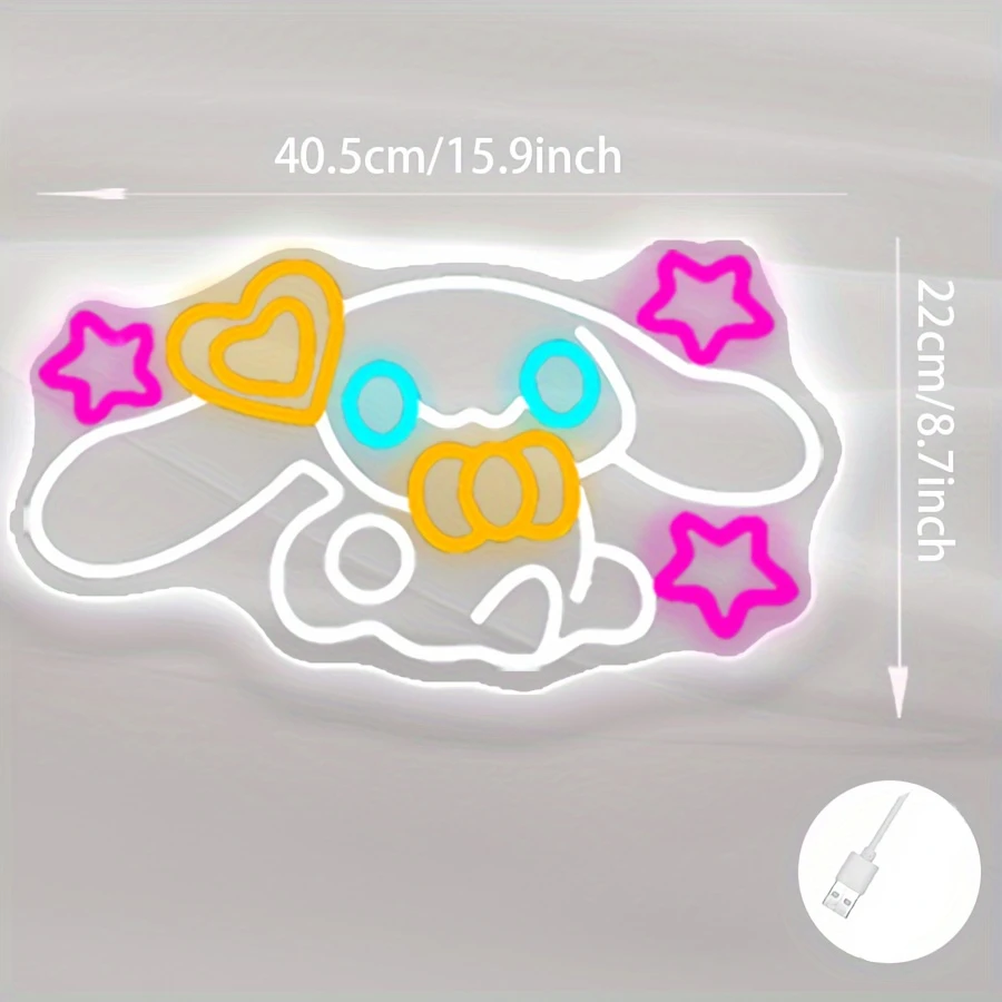 Sanrio Cinnamoroll светодиодная неоновая вывеска милый мультяшный многоцветный