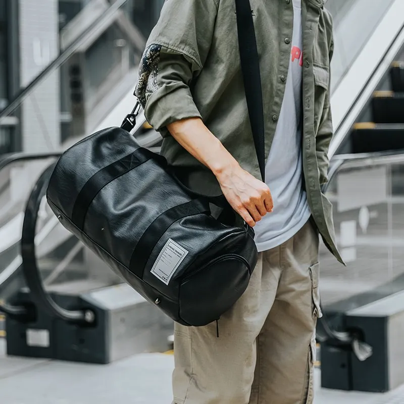 Leather Travel Bag Handbag Duffle for Men Waterproof Large Capacity Portable Shoulder Business Traveling Luggage Tote Male
