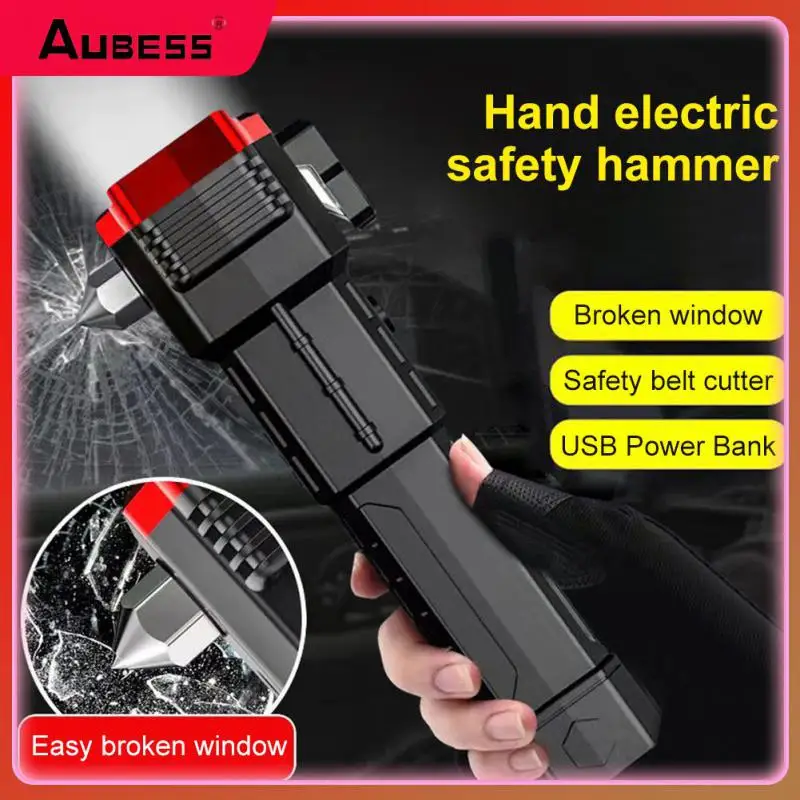 Window Breaker Torch Multi-functional Fire Self-rescue Flashlight Led With Strong Magnetic Self-defense Flashlight Flashlights