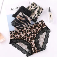 sexy leopard print panties for women seamless ice silk underwear womens low waist printed underpants female comfort lingerie