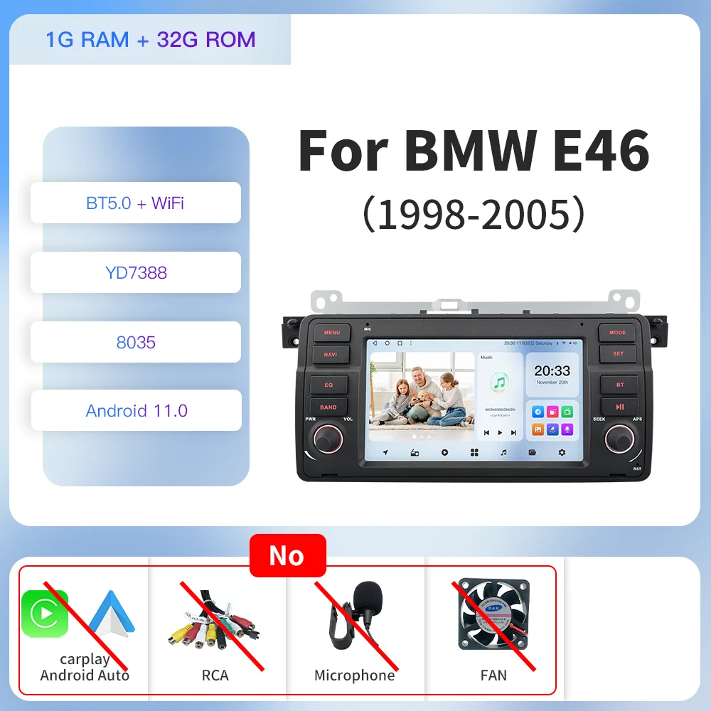 

Kapud 7 "Android14 навигационное радио для BMW 3 E46 автомобильная стерео мультимедиа 318/320/325/330/335 M3 1998-2005 360 CarPlay AUTO BT GPS