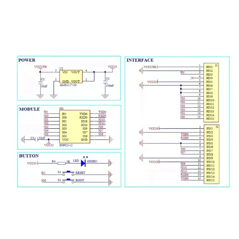 ESP32-C2 Бортовая плата для разработки заменяет ESP8266 ESPC2-12/F